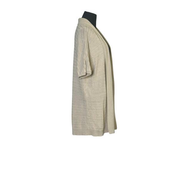 Ann Taylor cream short dolman sleeves open front cardigan size Large - Picture 13 of 14